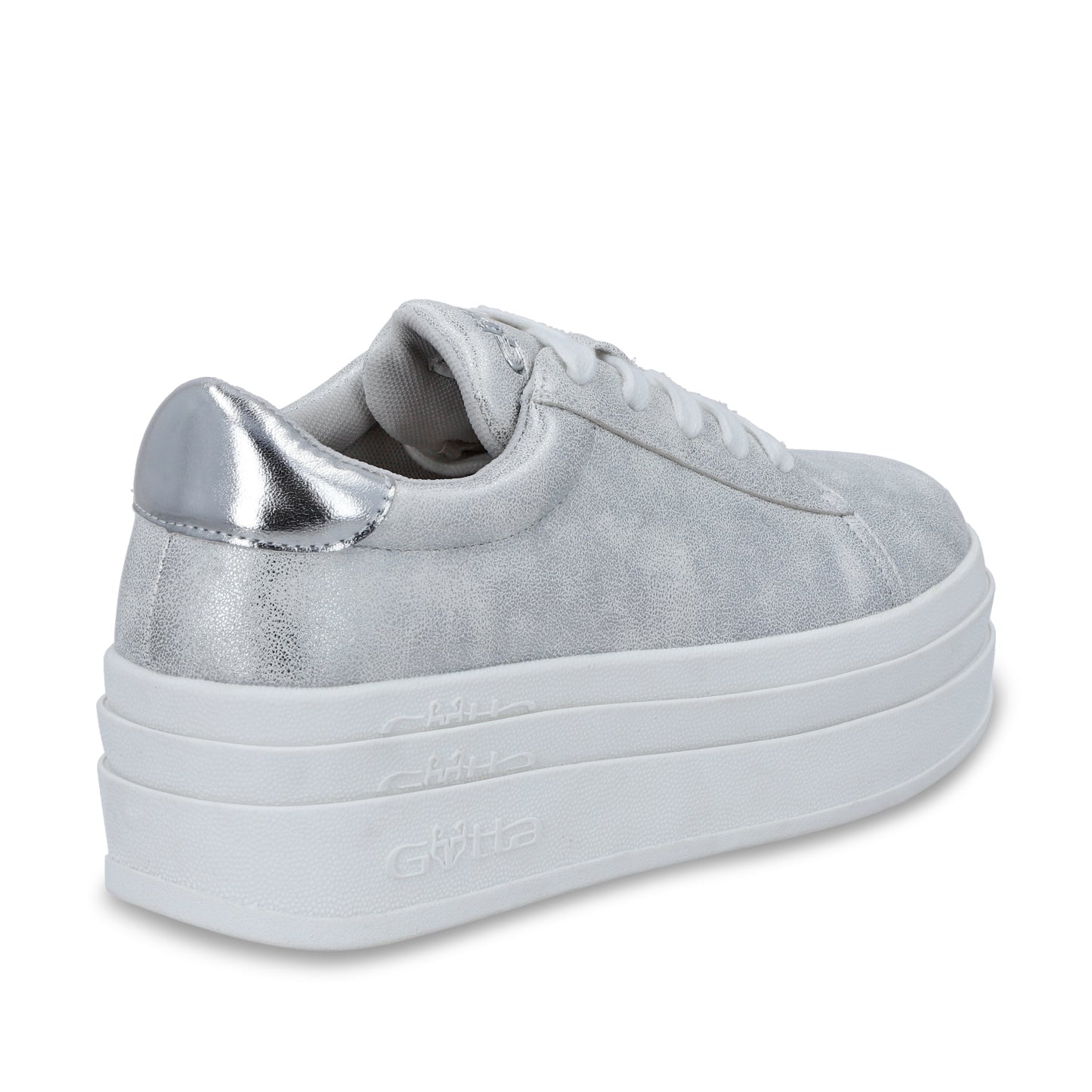 Tenis Plataforma Plateado Mujer 53751