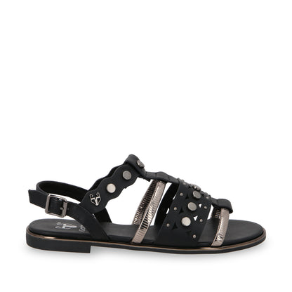 Sandalia Plano Negro Mujer 55212