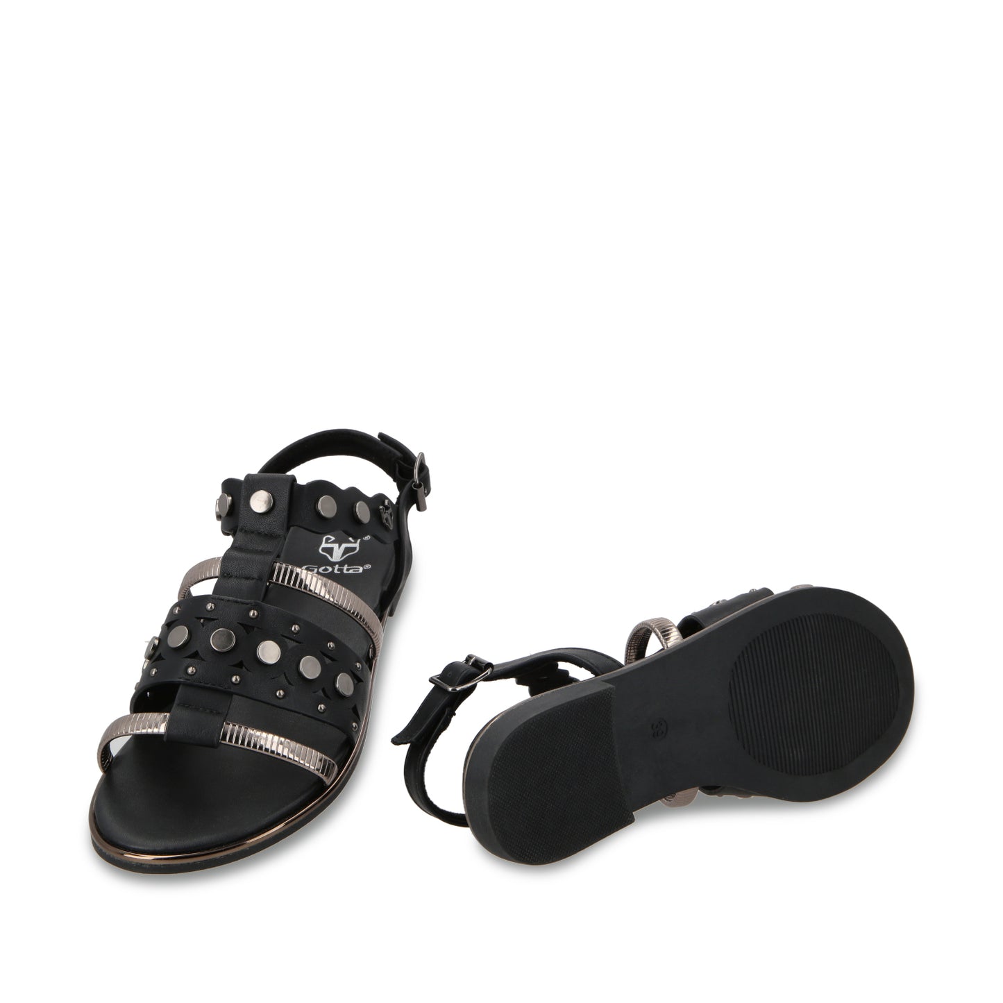 Sandalia Plano Negro Mujer 55212