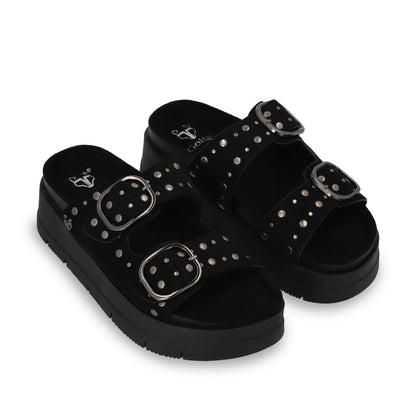 Sandalia Plataforma Negra Mujer 55230