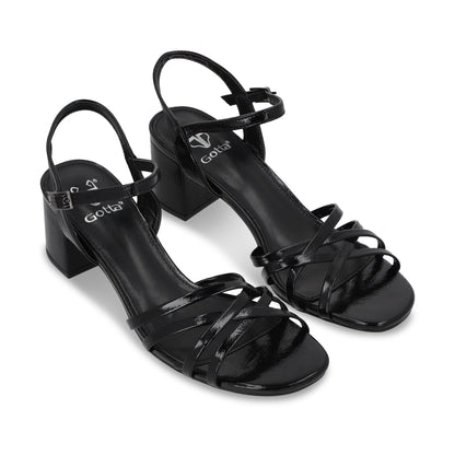 Sandalia Taco Negra Mujer 55901