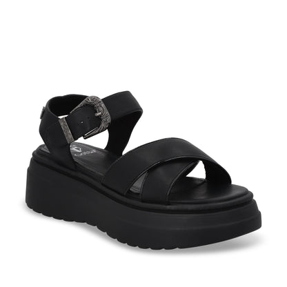 Sandalia Plataforma Negra Mujer 55923