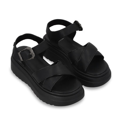 Sandalia Plataforma Negra Mujer 55923