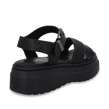Sandalia Plataforma Negra Mujer 55923