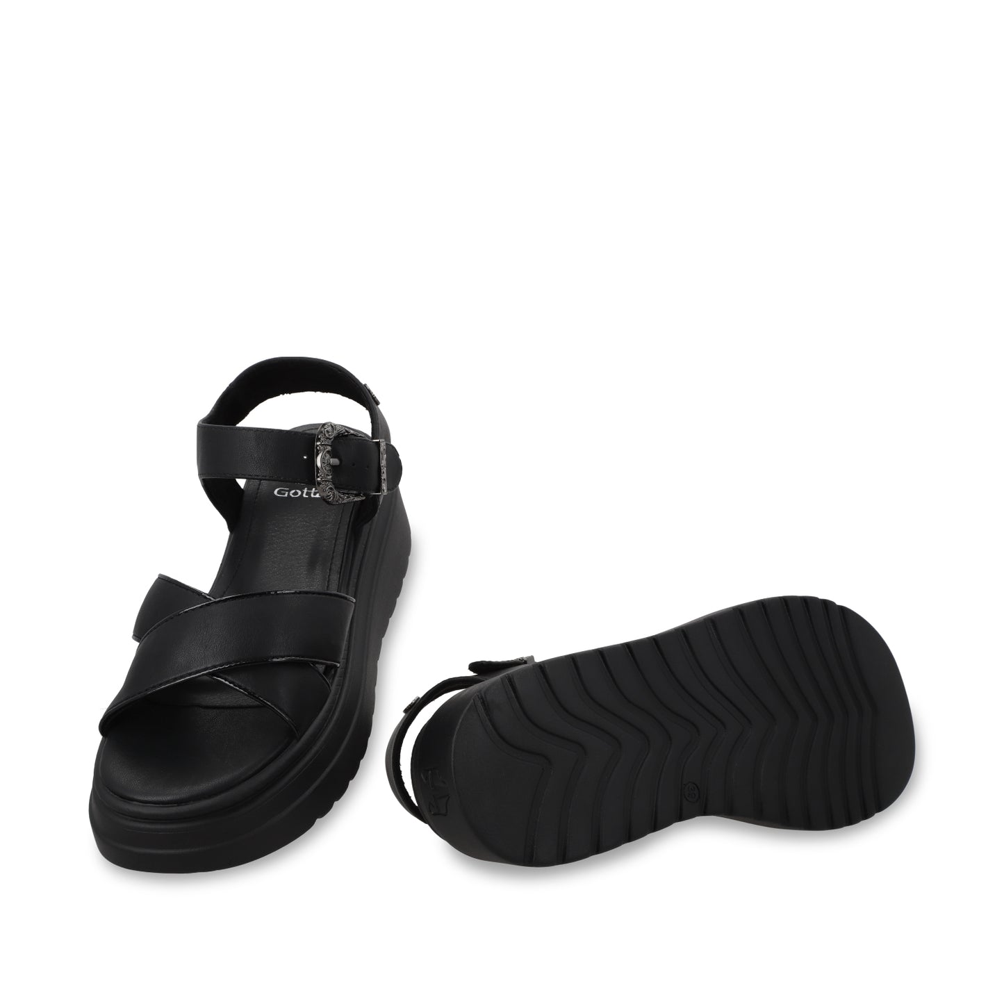 Sandalia Plataforma Negra Mujer 55923