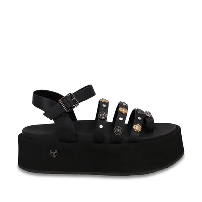 Sandalia Plataforma Negra Mujer 55943