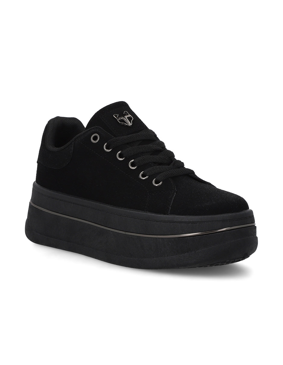 Tenis Plataforma Negros  Mujer 58011