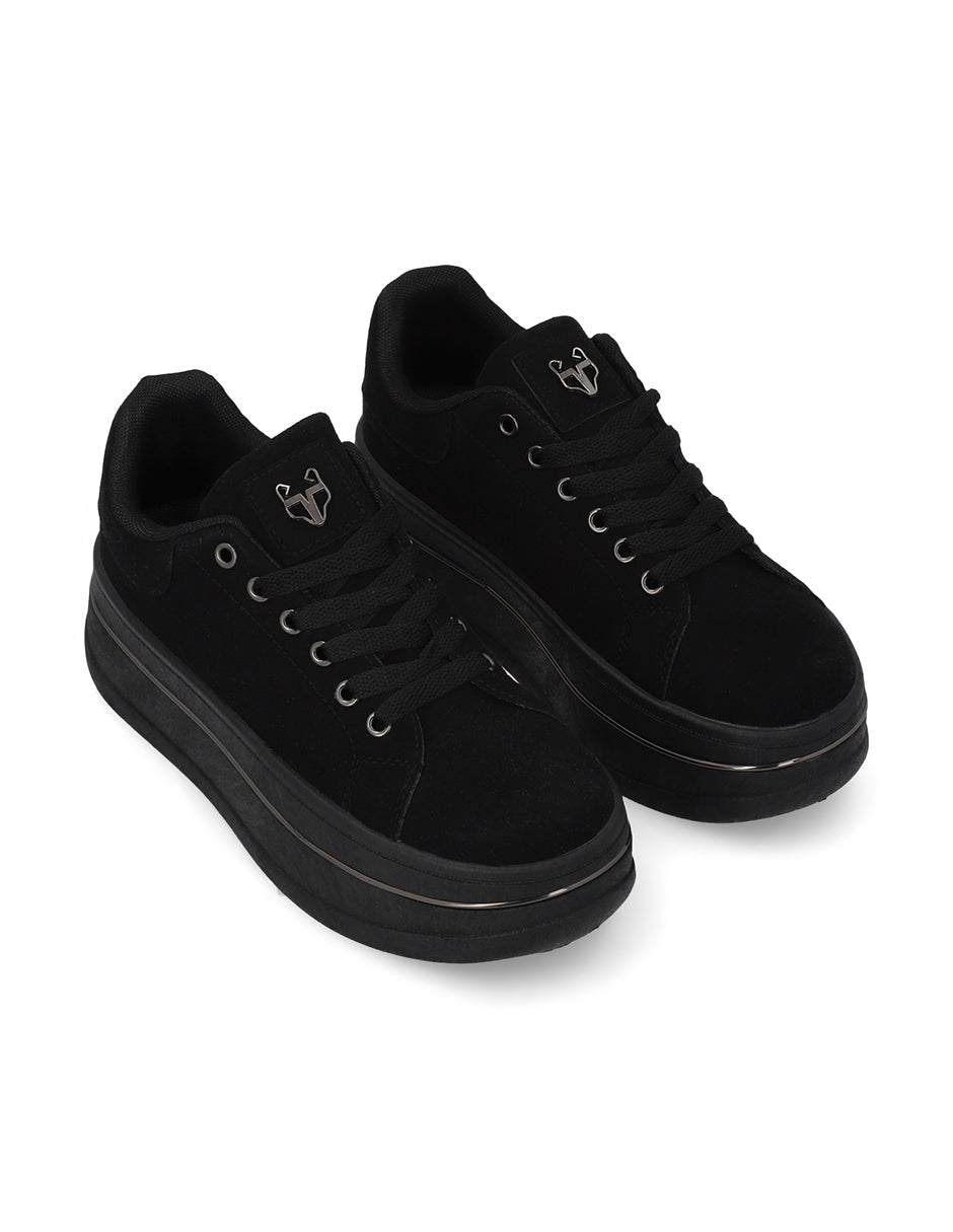 Tenis Plataforma Negros  Mujer 58011