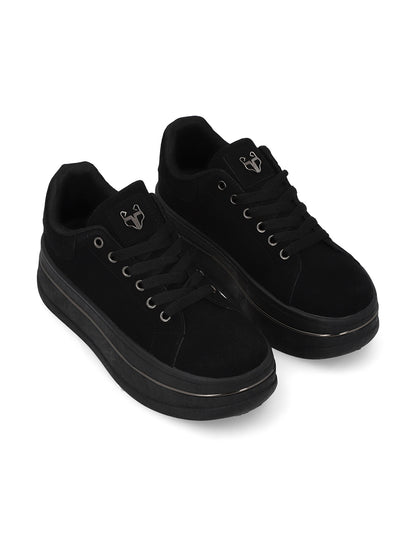 Tenis Plataforma Negros  Mujer 58011