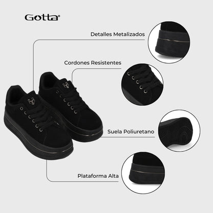Tenis Plataforma Negros  Mujer 58011