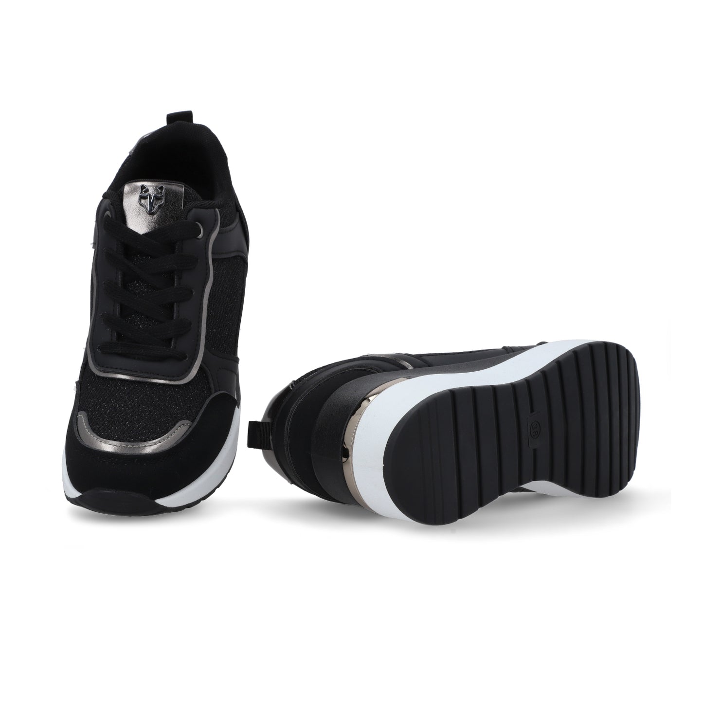 Tenis Plataforma Negros  Mujer 58060
