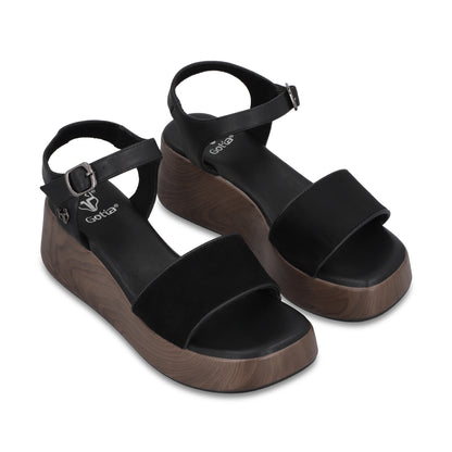 Sandalia Plataforma Negra Mujer 65820