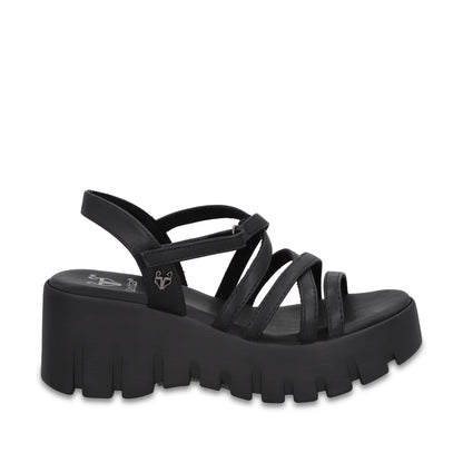 Sandalia Plataforma Negra Mujer 65940