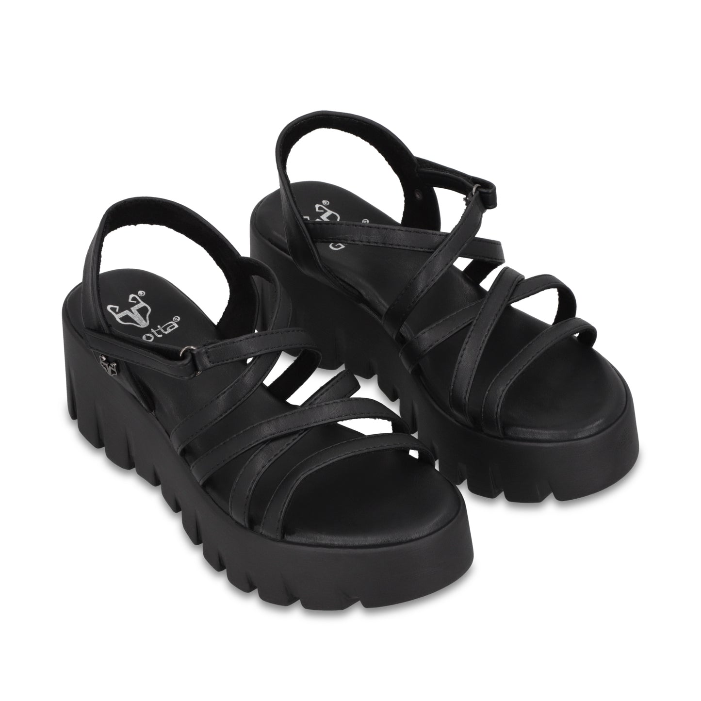 Sandalia Plataforma Negra Mujer 65940