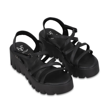 Sandalia Plataforma Negra Mujer 65940
