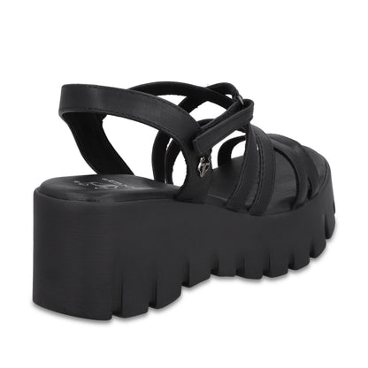 Sandalia Plataforma Negra Mujer 65940