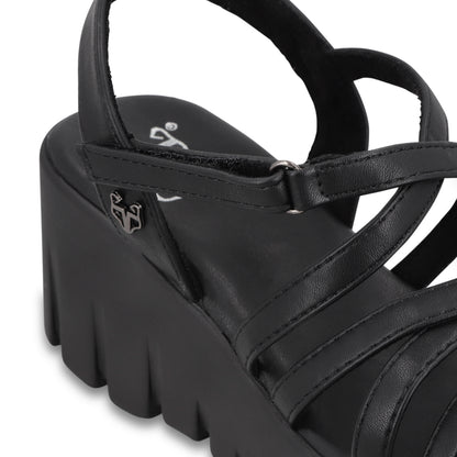 Sandalia Plataforma Negra Mujer 65940