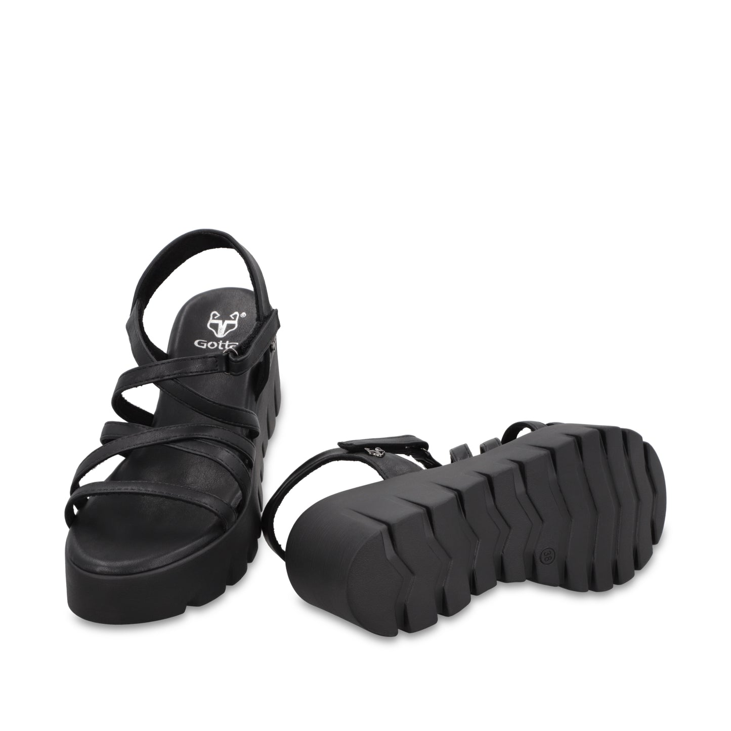 Sandalia Plataforma Negra Mujer 65940