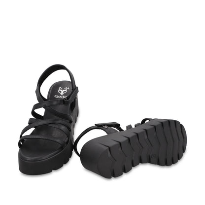Sandalia Plataforma Negra Mujer 65940