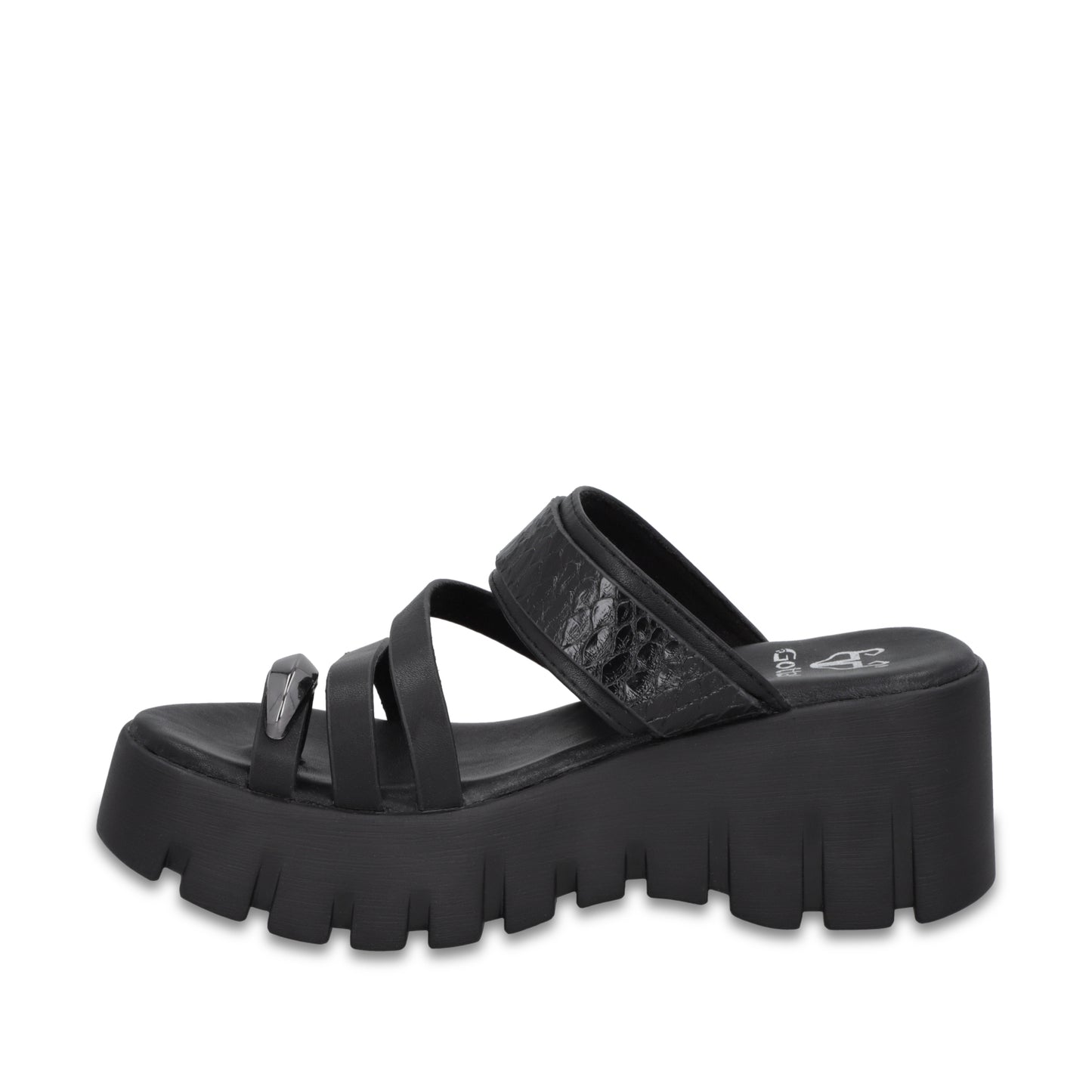 Sandalia Plataforma Negra Mujer 65941