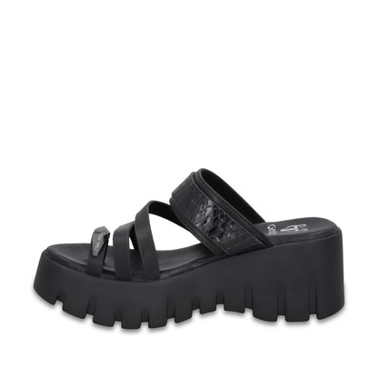 Sandalia Plataforma Negra Mujer 65941