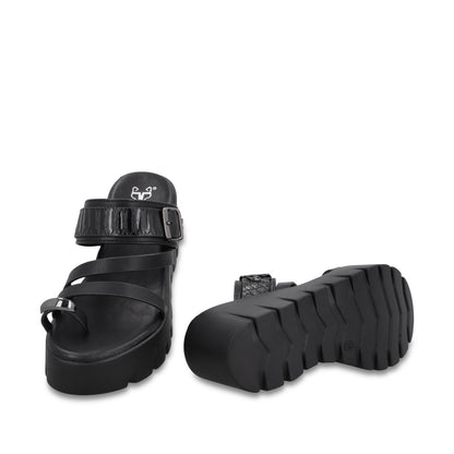Sandalia Plataforma Negra Mujer 65941