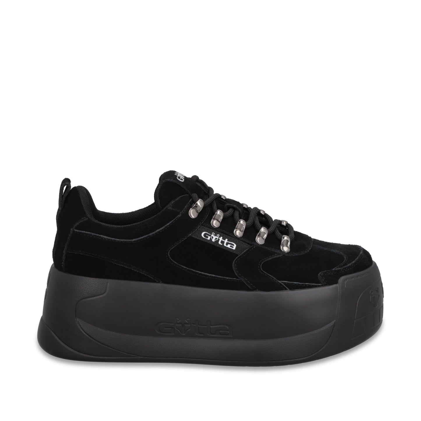 Tenis Cuero Plataforma Negra Mujer C732B