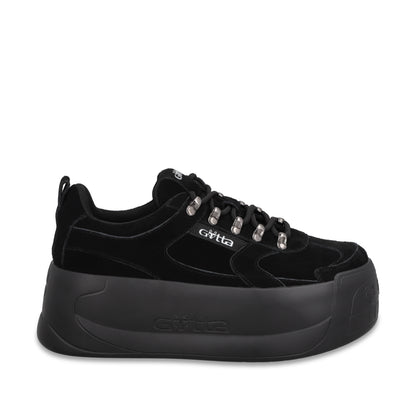Tenis Cuero Plataforma Negra Mujer C732B