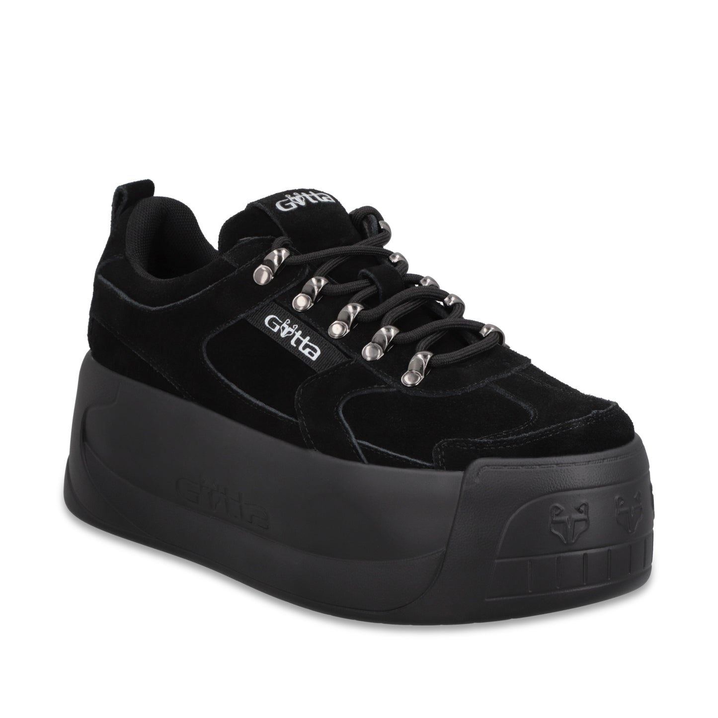 Tenis Cuero Plataforma Negra Mujer C732B