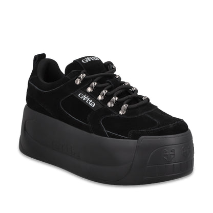 Tenis Cuero Plataforma Negra Mujer C732B