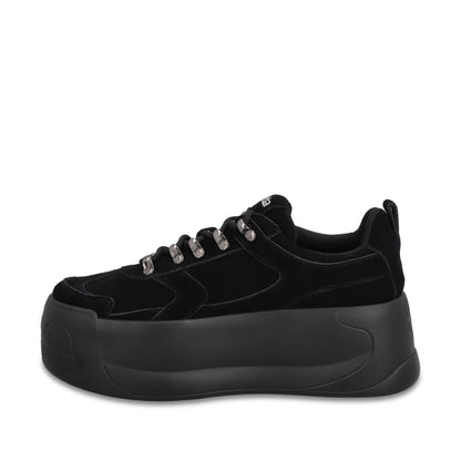 Tenis Cuero Plataforma Negra Mujer C732B