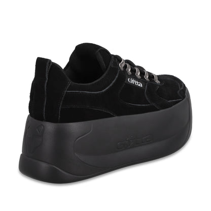Tenis Cuero Plataforma Negra Mujer C732B