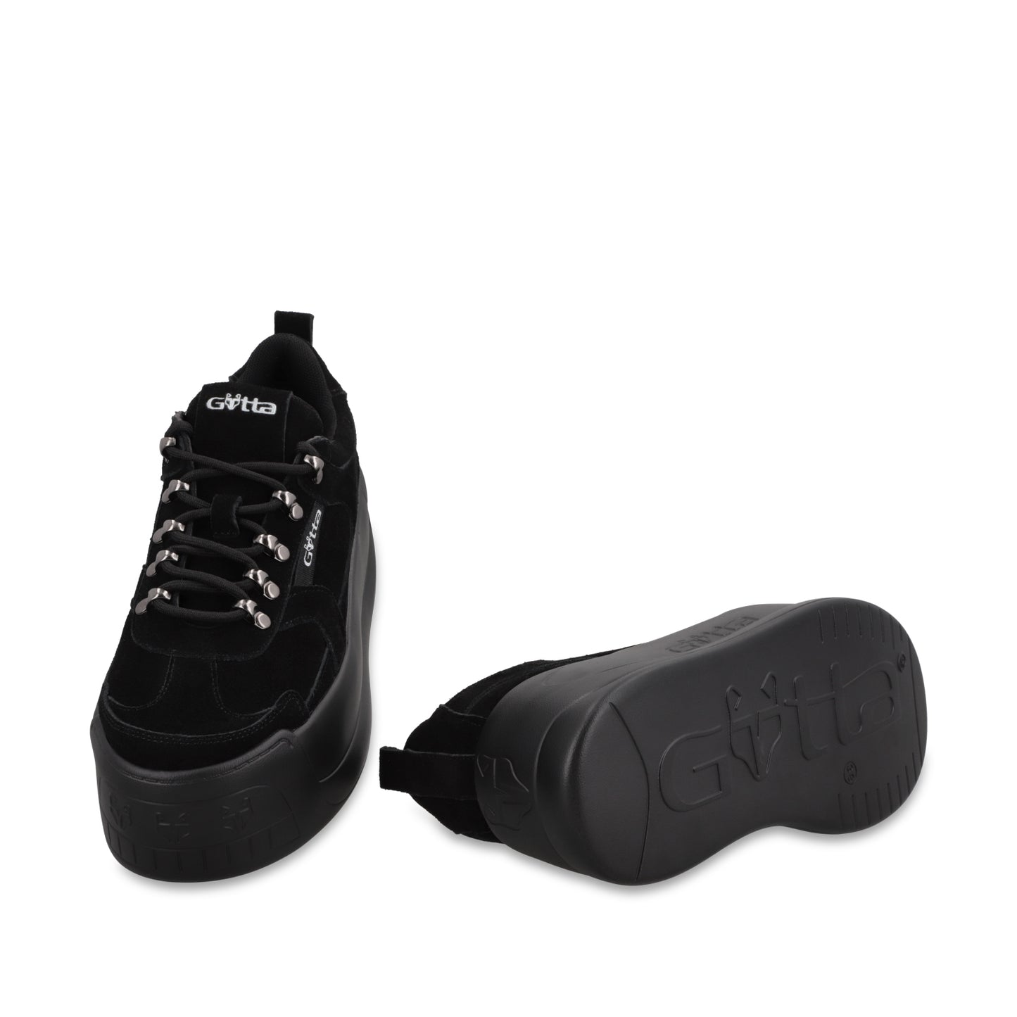 Tenis Cuero Plataforma Negra Mujer C732B