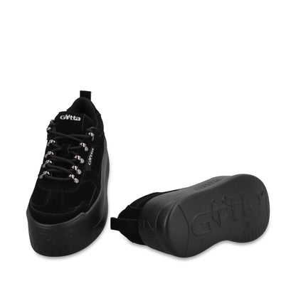 Tenis Cuero Plataforma Negra Mujer C732B