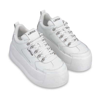 Tenis Cuero Plataforma Blanca Mujer C732B