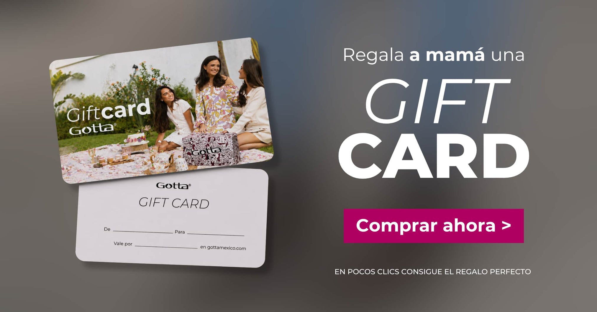 Gift card Gotta para regalar en el Día de la Madre con fotografía de mamá e hijo y llamado a comprar online