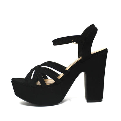 Sandalia Negra Tacón Mujer 86131