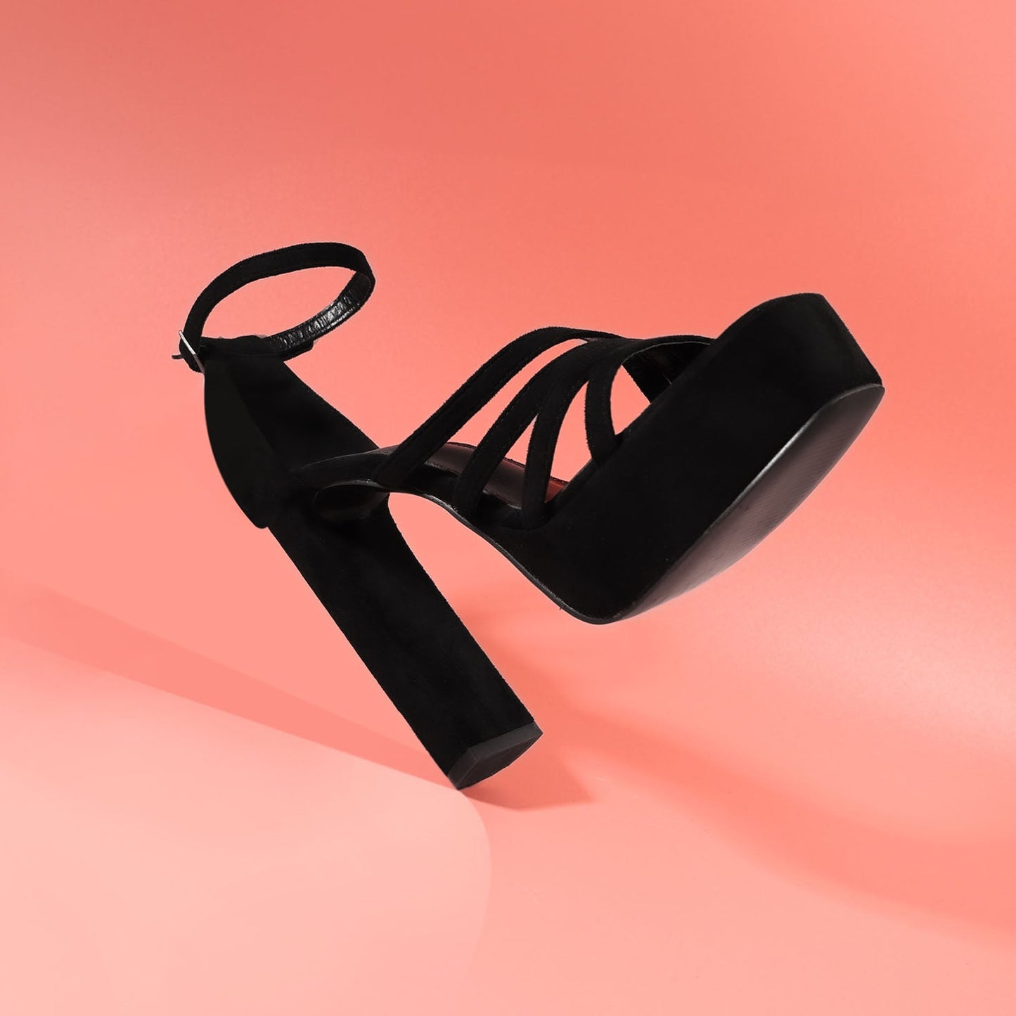 Sandalia Negra Tacón Mujer 86131