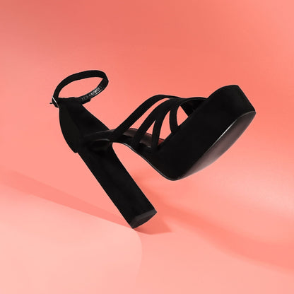 Sandalia Negra Tacón Mujer 86131