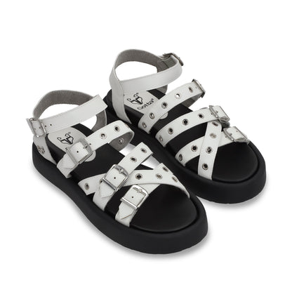 Sandalia Plana Blanca Mujer 55950