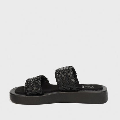 Sandalia Plana Negra Mujer 23290