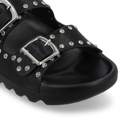 Sandalia Plana Negra Mujer 52060