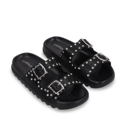 Sandalia Plana Negra Mujer 52060