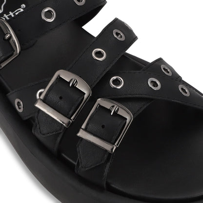 Sandalia Plana Negra Mujer 55950 - Gotta Mexico