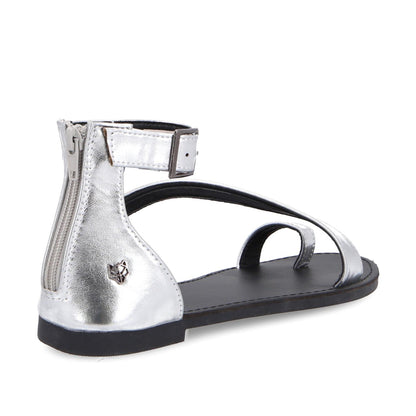 Sandalia Plana Plateada Mujer 33711