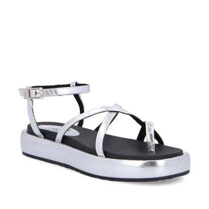 Sandalia Plana Plateada Mujer 35210