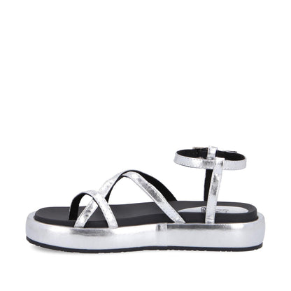 Sandalia Plana Plateada Mujer 35210