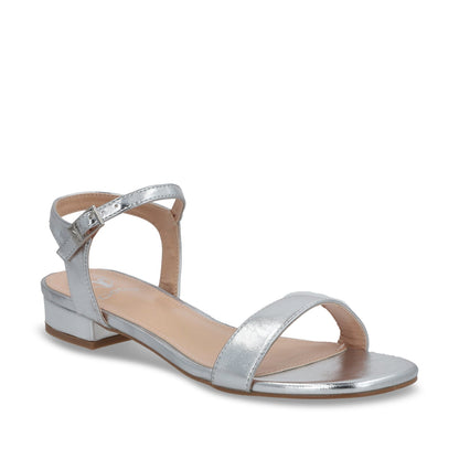 Sandalia Plana Plateada Mujer 55201