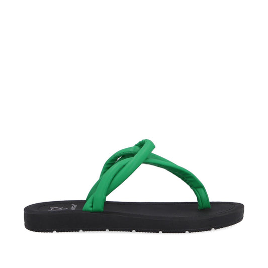 Sandalia Plana Verde Mujer 13254
