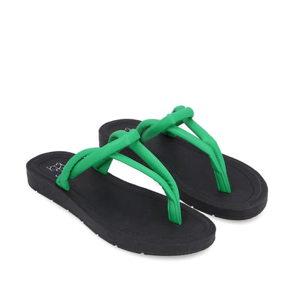 Sandalia Plana Verde Mujer 13254